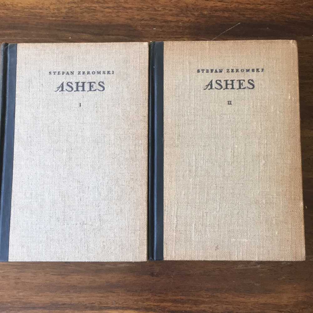 Stefan Zeromski 'Ashes' 2 Volumes Book Set - Vintage 1928 Tan Black Gold